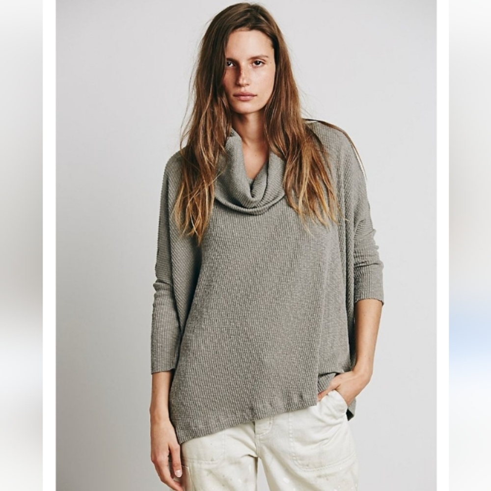 Free People FP Beach World Traveler Cowl Neck Open Spilt Back Sweater - Picture 2 of 12